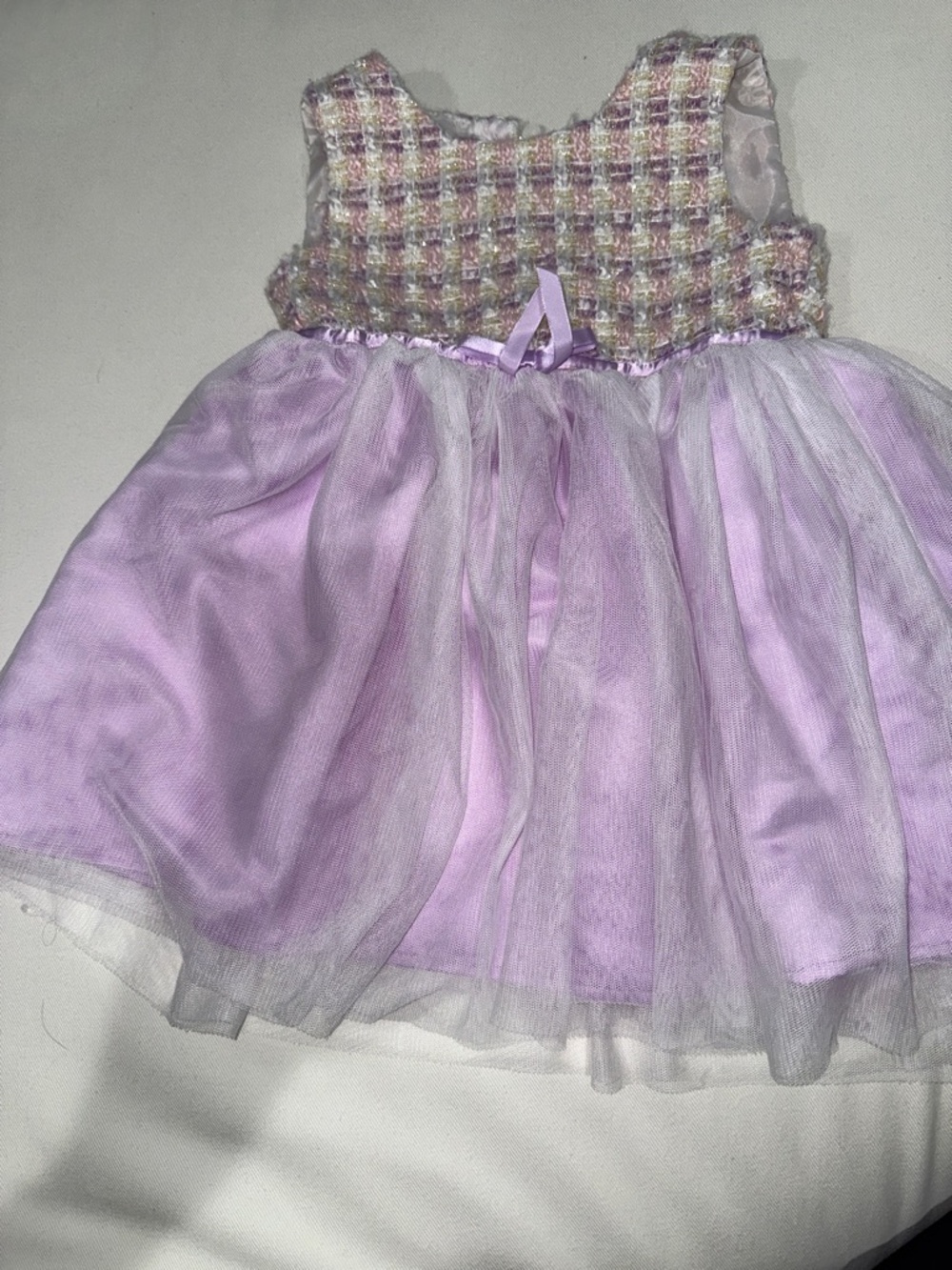 Blueberi Boulevard Girls Lavender Pink Tweed Bodice Tulle Party Dress